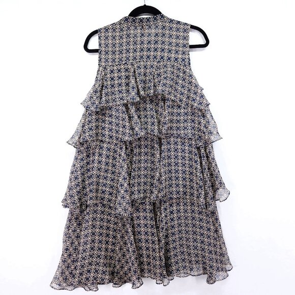 MISA Los Angeles Mini Dress Size Large Chiffon Ruffle Tiered Button Front - Picture 2 of 13